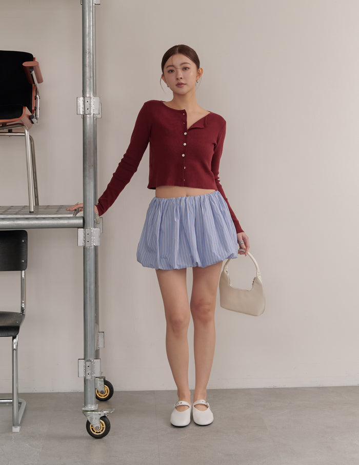 Avery Knit Crop Cardigan in Burgundy