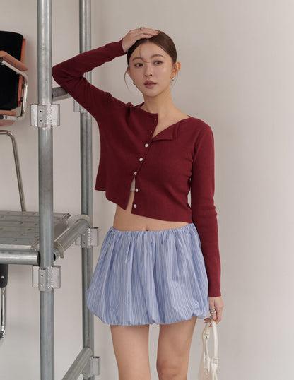 Avery Knit Crop Cardigan in Burgundy