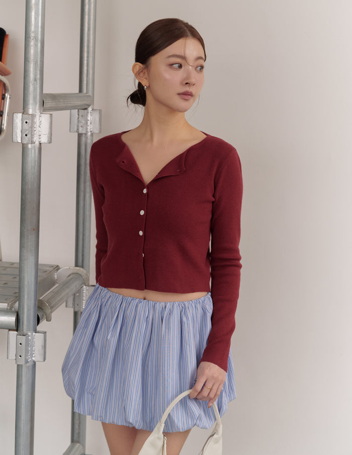 Avery Knit Crop Cardigan in Burgundy