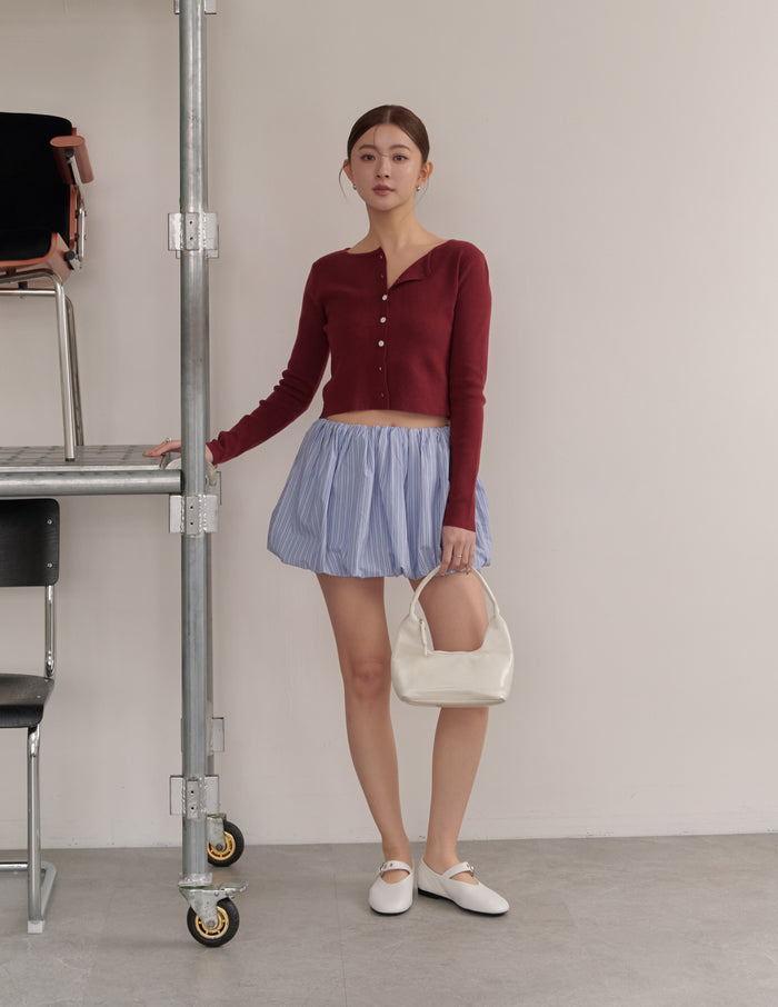 Avery Knit Crop Cardigan in Burgundy