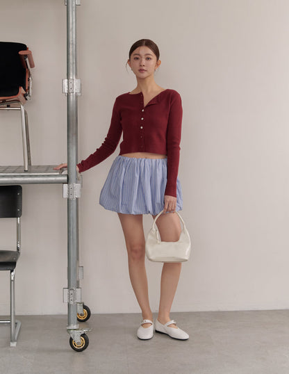Avery Knit Crop Cardigan in Burgundy
