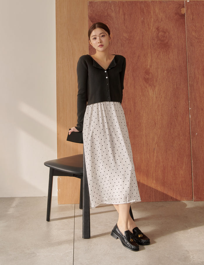 Avery Knit Crop Cardigan in Charcoal