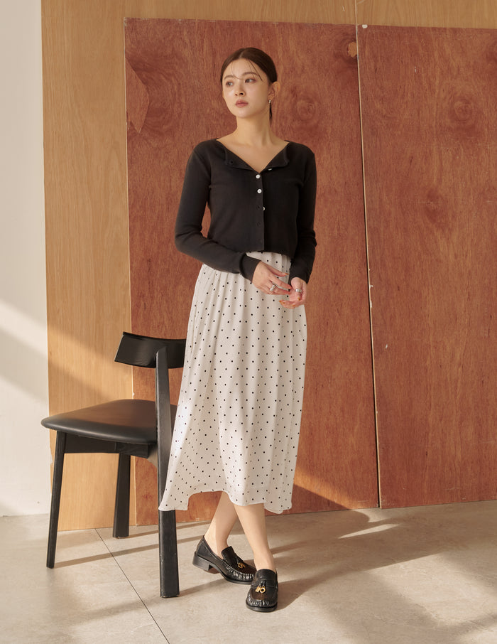 Avery Knit Crop Cardigan in Charcoal