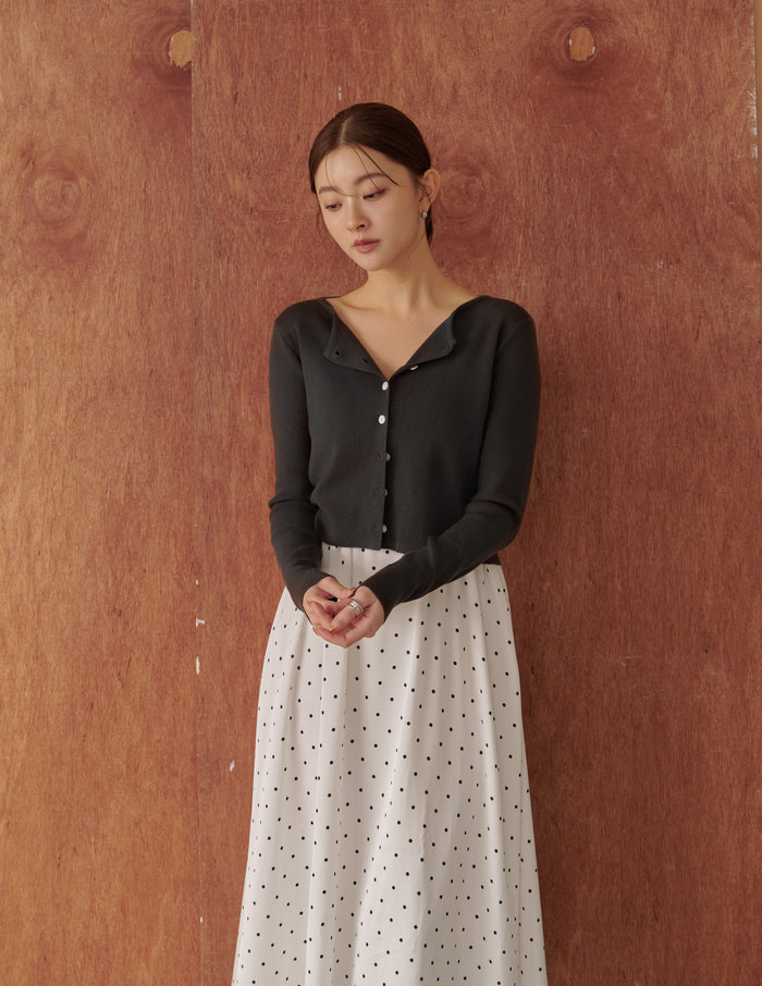 Avery Knit Crop Cardigan in Charcoal