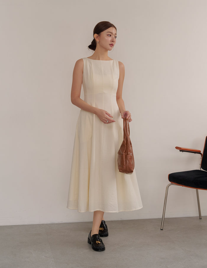 Carrie Panel Midi Dress in Ivory