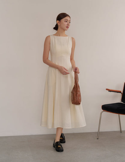 Carrie Panel Midi Dress in Ivory