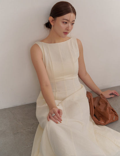 Carrie Panel Midi Dress in Ivory