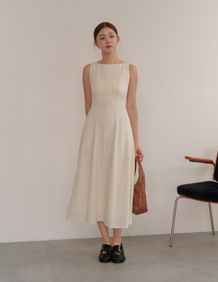Carrie Panel Midi Dress in Ivory