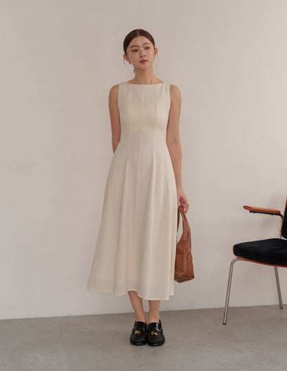 Carrie Panel Midi Dress in Ivory