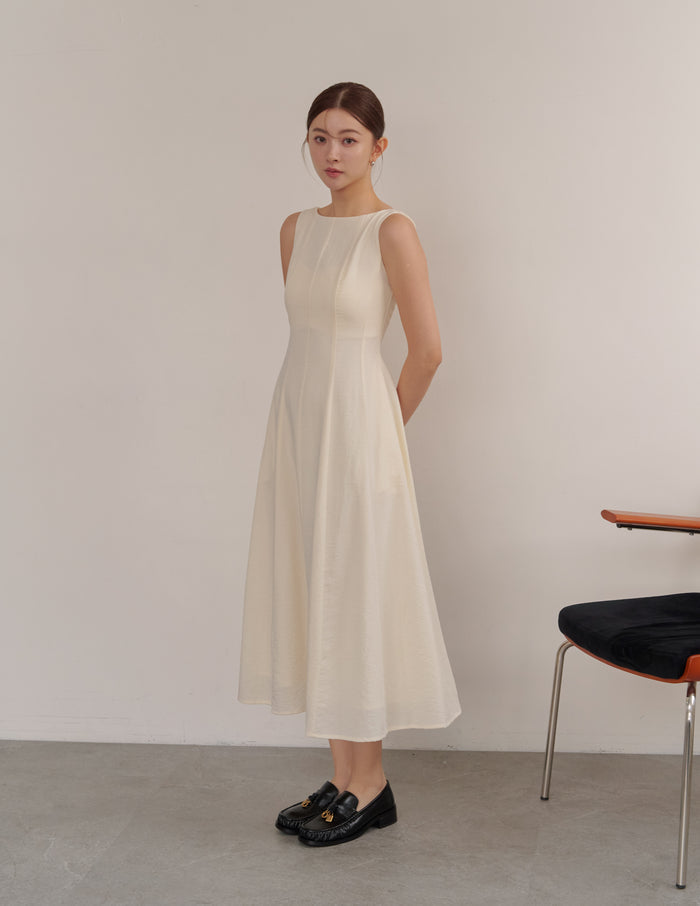 Carrie Panel Midi Dress in Ivory