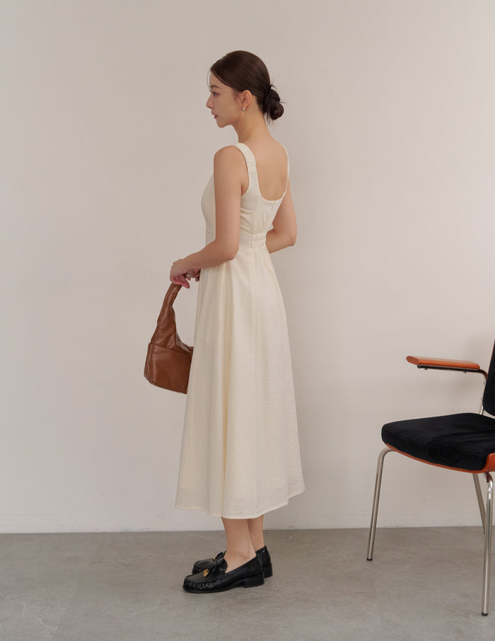 Carrie Panel Midi Dress in Ivory