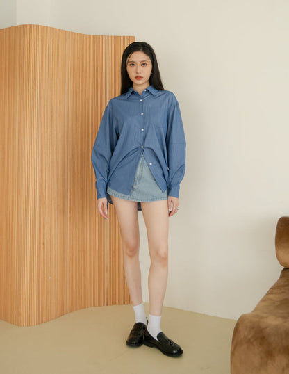 Charlie Oversized Shirt in Denim