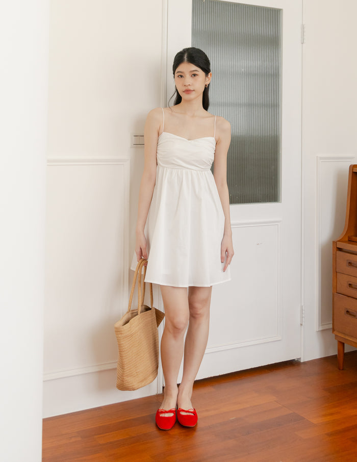 Christelle Padded Babydoll Dress in White
