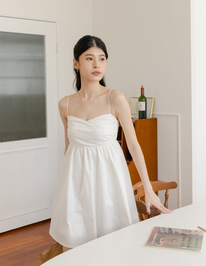Christelle Padded Babydoll Dress in White