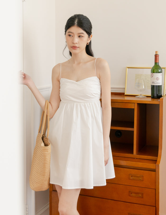 Christelle Padded Babydoll Dress in White