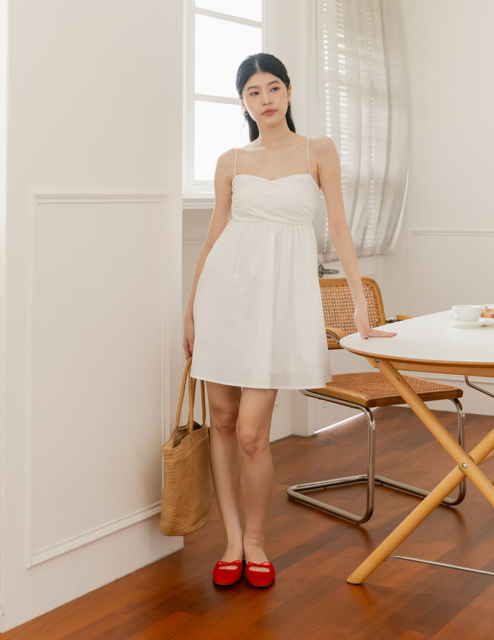 Christelle Padded Babydoll Dress in White