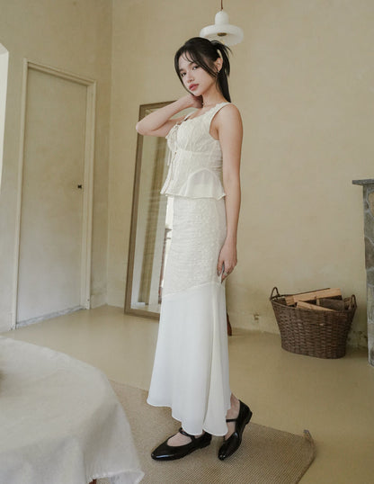 Dakota Mesh Midi Skirt in Eyelet