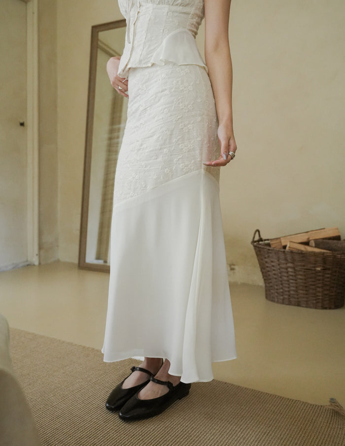 Dakota Mesh Midi Skirt in Eyelet