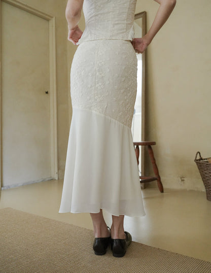 Dakota Mesh Midi Skirt in Eyelet