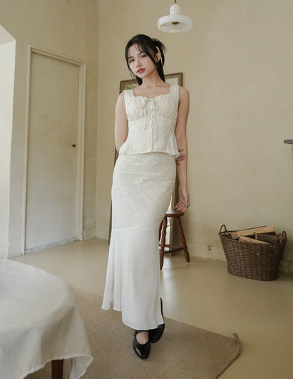 Dakota Mesh Midi Skirt in Eyelet