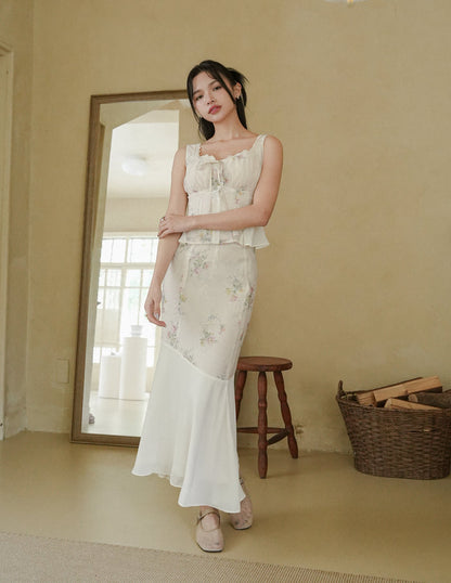 Dakota Mesh Midi Skirt in Floral
