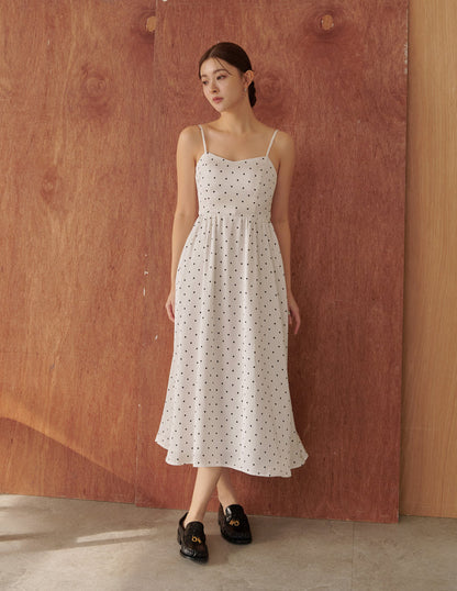 Devina Padded Midi Dress in Polka Dot