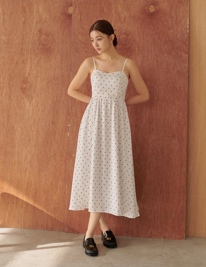 Devina Padded Midi Dress in Polka Dot