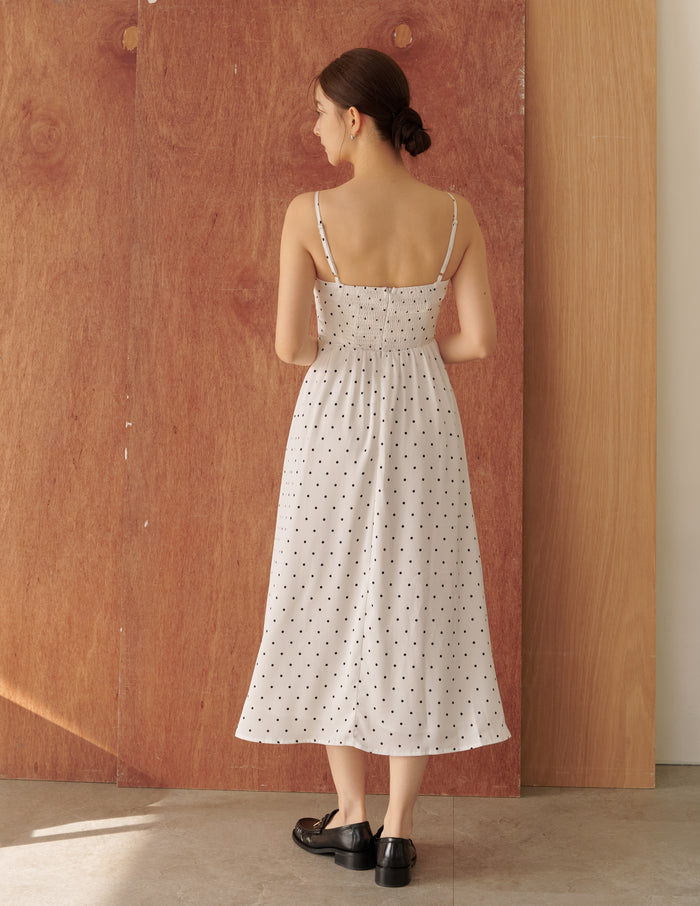 Devina Padded Midi Dress in Polka Dot