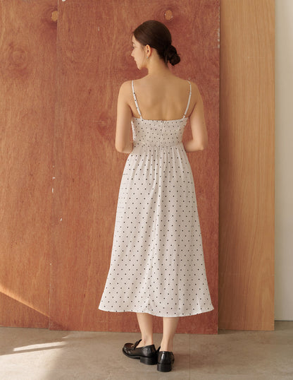Devina Padded Midi Dress in Polka Dot