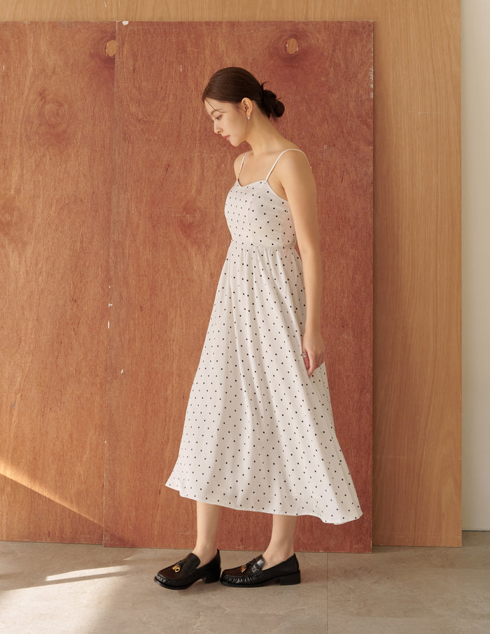 Devina Padded Midi Dress in Polka Dot