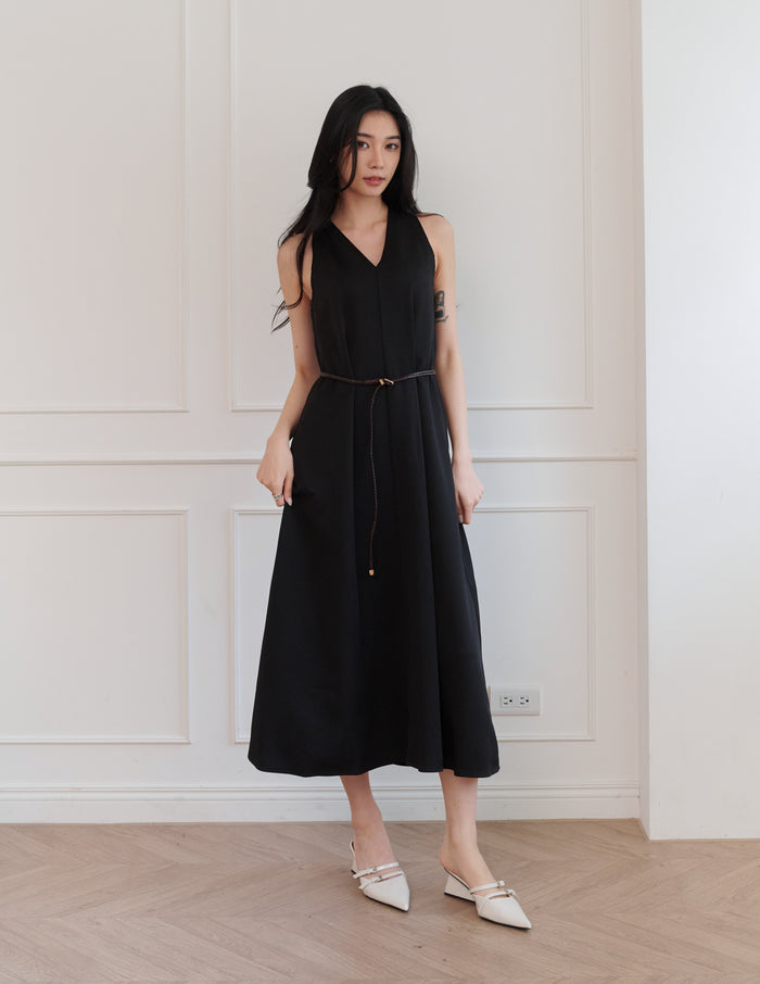 Eden Belted Maxi Dress in Black
