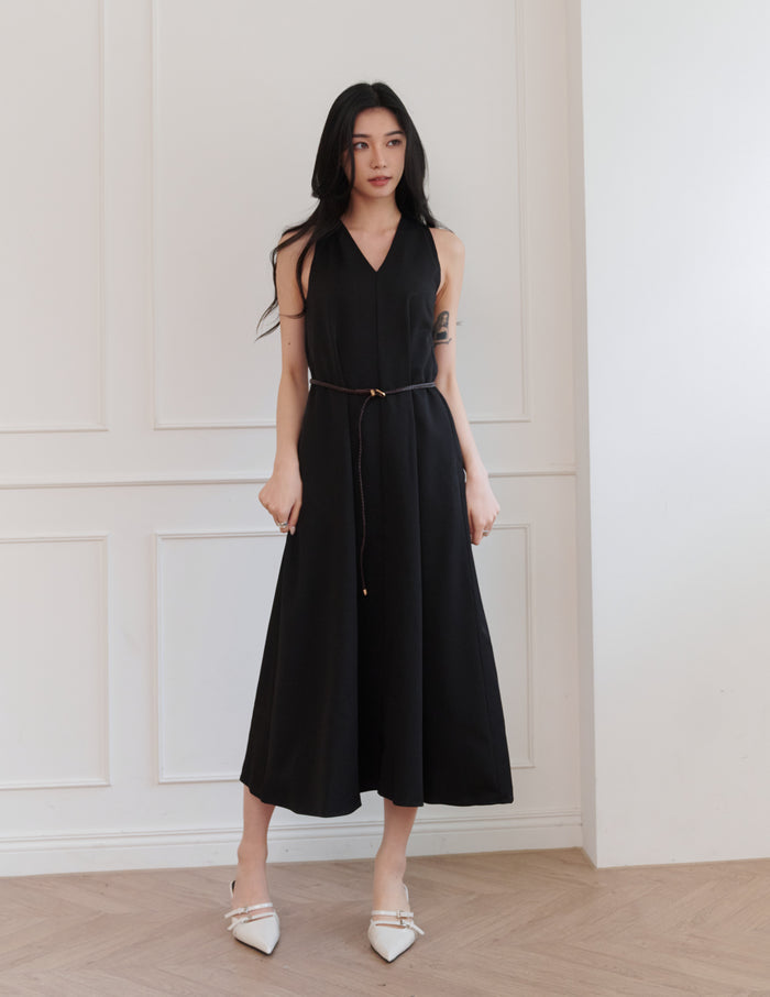 Eden Belted Maxi Dress in Black