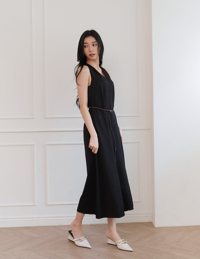 Eden Belted Maxi Dress in Black