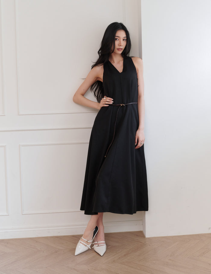 Eden Belted Maxi Dress in Black