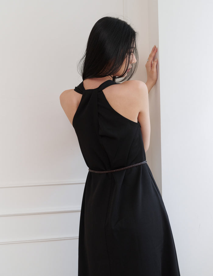 Eden Belted Maxi Dress in Black