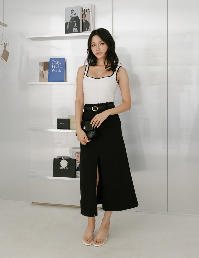 Ellery Contrast Trim Padded Top in White