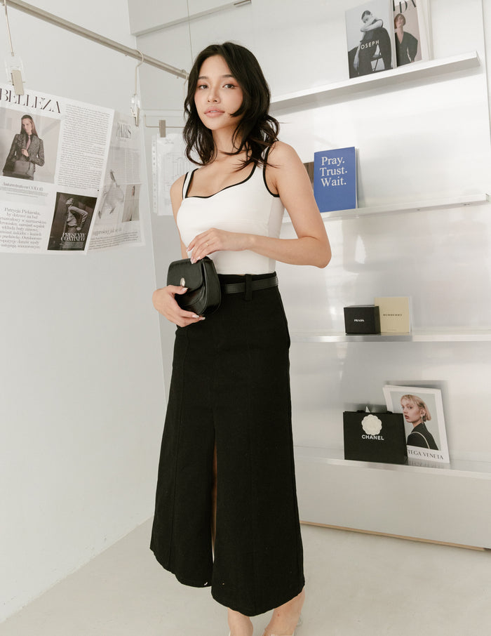 Ellery Contrast Trim Padded Top in White