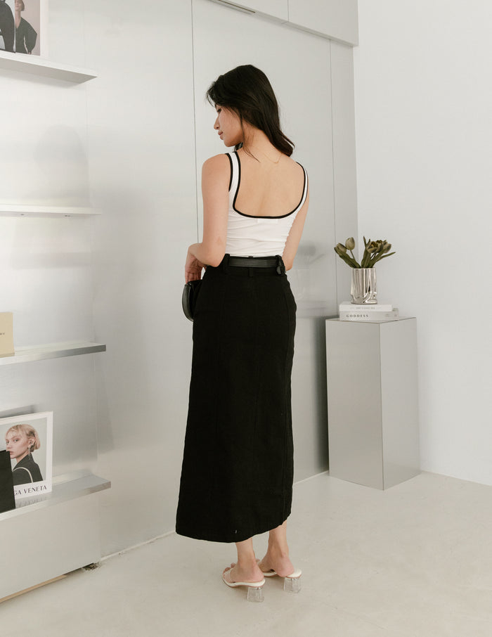 Ellery Contrast Trim Padded Top in White
