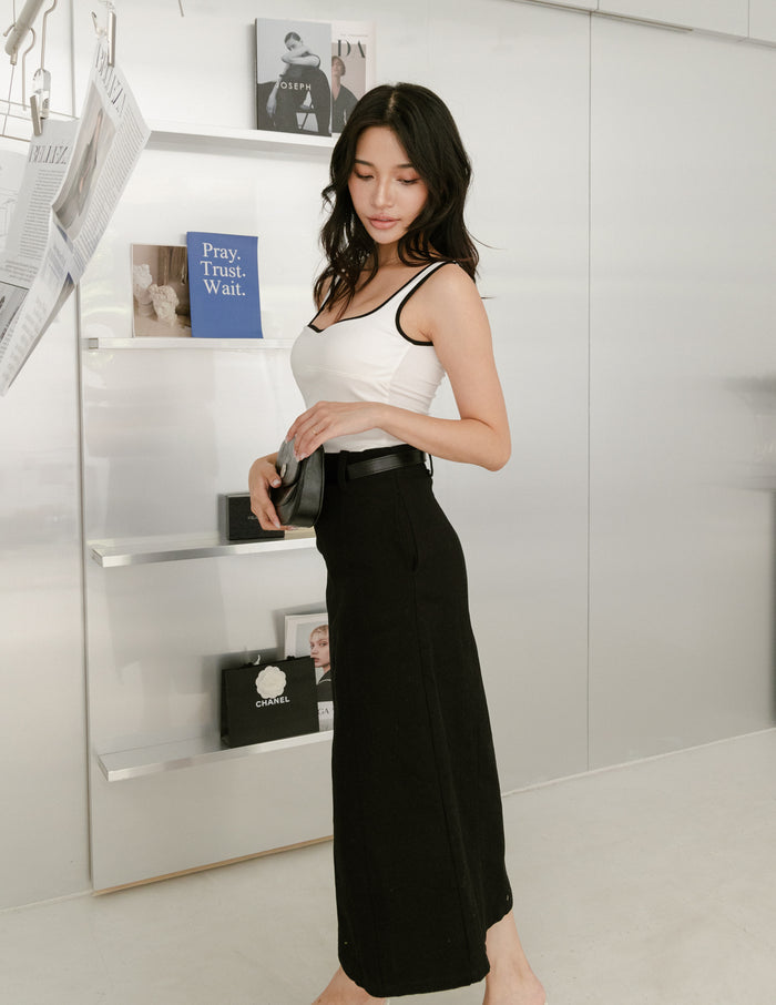 Ellery Contrast Trim Padded Top in White