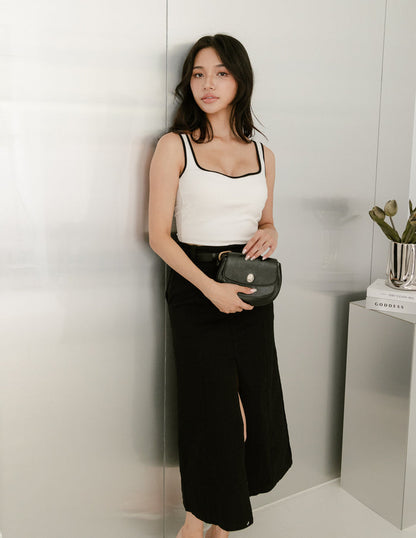 Ellery Contrast Trim Padded Top in White