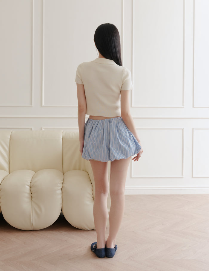 Esme Zip Through Knit Top in Cream