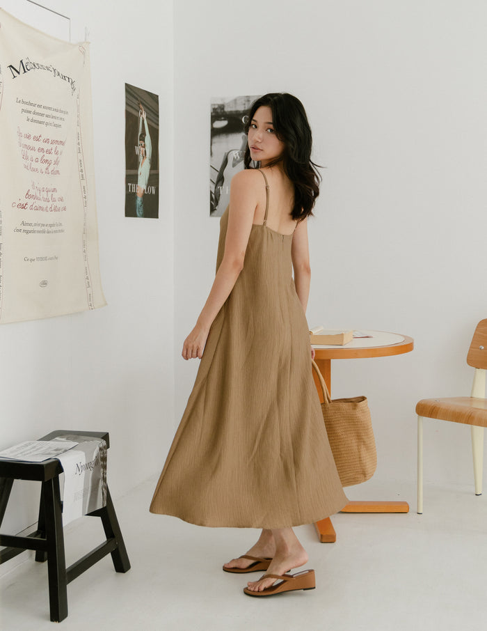 Eugenia Two Tone Maxi Dress in Khaki