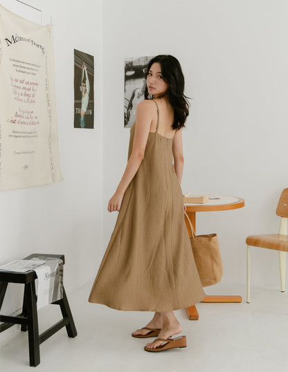 Eugenia Two Tone Maxi Dress in Khaki