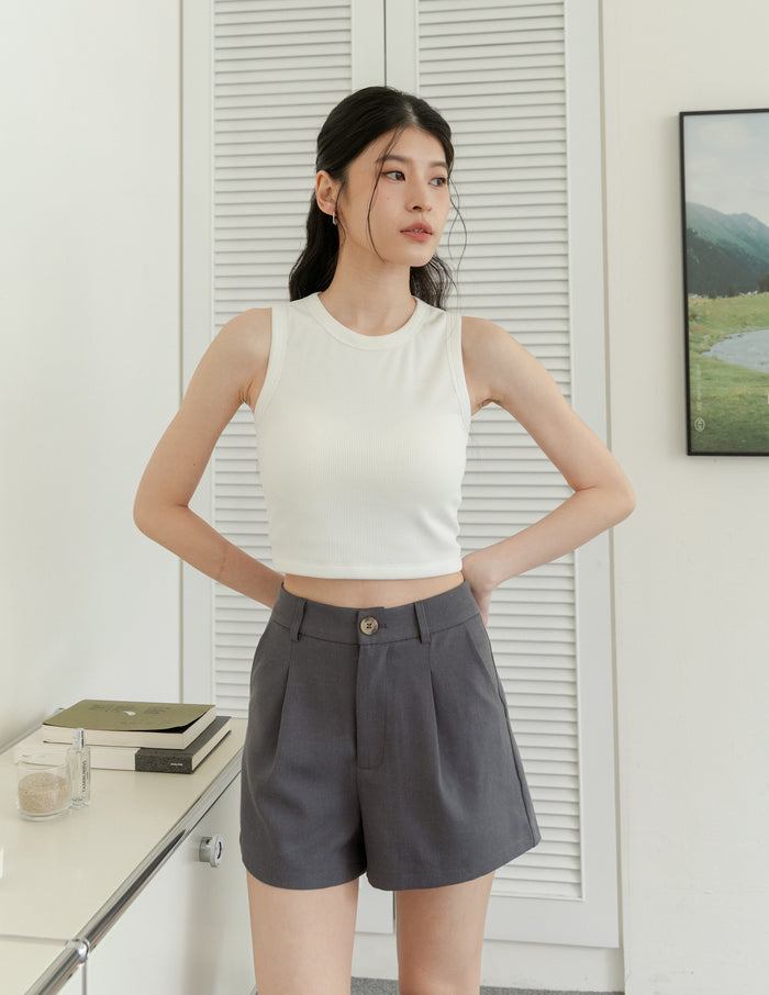 Gail Linen Shorts in Grey