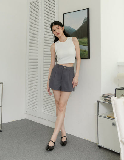 Gail Linen Shorts in Grey