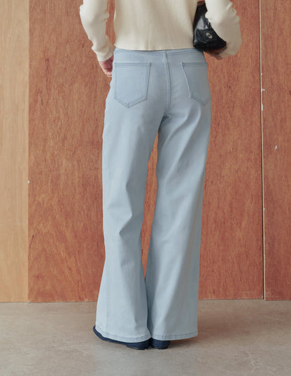 Gemma Stretchy Wide Straight Jeans in Light Wash