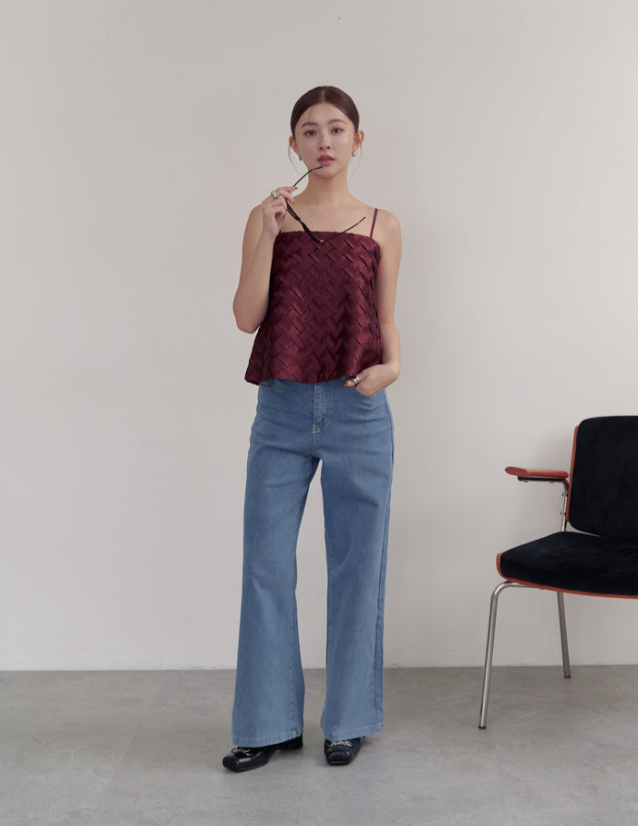 Gemma Stretchy Wide Straight Jeans in Mid Wash