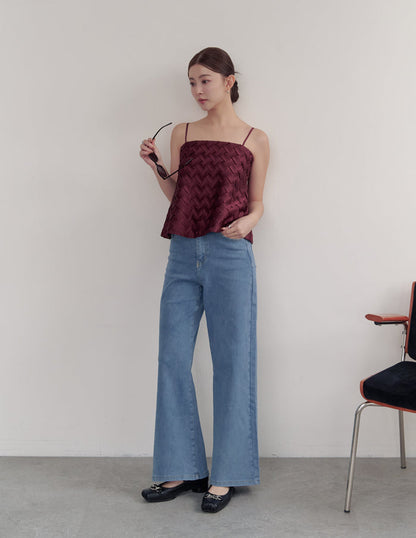 Gemma Stretchy Wide Straight Jeans in Mid Wash