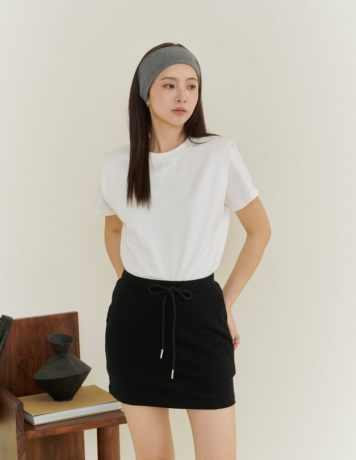 Gigi Shoulder Padded Muscle Tee in White