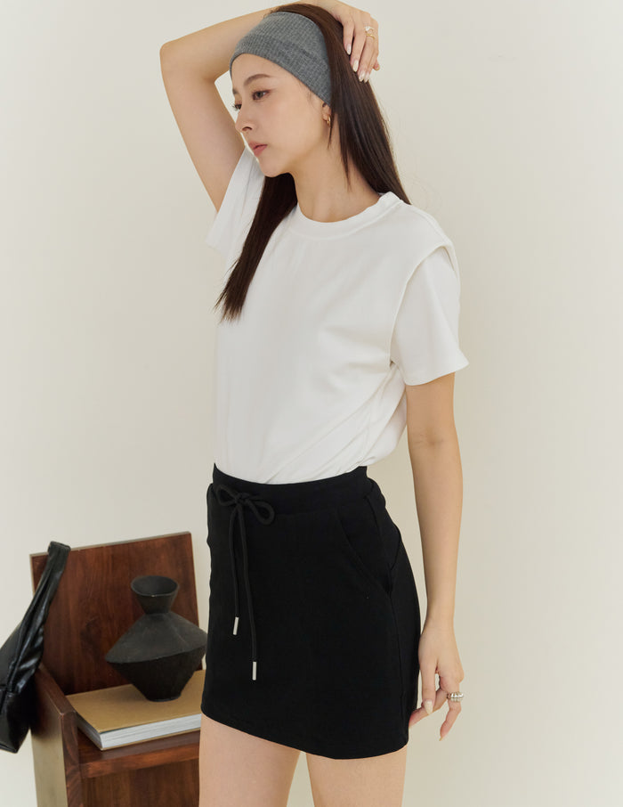 Gigi Shoulder Padded Muscle Tee in White